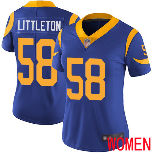Los Angeles Rams Limited Royal Blue Women Cory Littleton Alternate Jersey NFL Football #58 Vapor Untouchable->youth nfl jersey->Youth Jersey